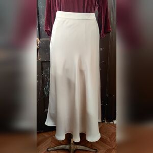 Satin Maxi Skirt in Cream — Sleek A-Line Silhouette